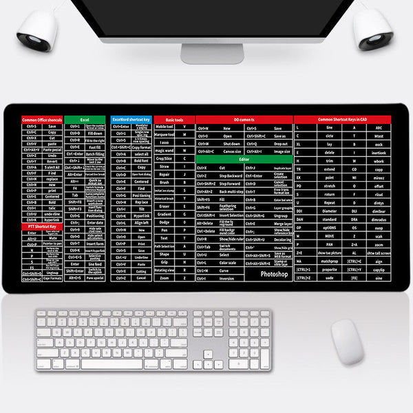 Quick Key Super Large Anti-slip Keyboard Pad - with Office Software Shortcuts Pattern